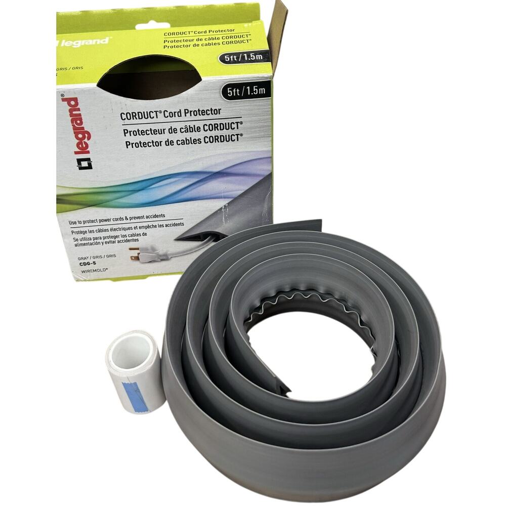 CDG-5 Legrand Wiremold Corduct 5 ft. 1-Channel Over-Floor Cord Protector - Gray